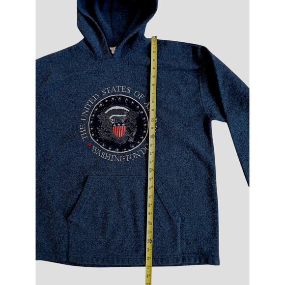 Washington DC Pullover Hoodie USA Sz M Blue Crushed Velvet Embroidery Kangaroo - Picture 13 of 16